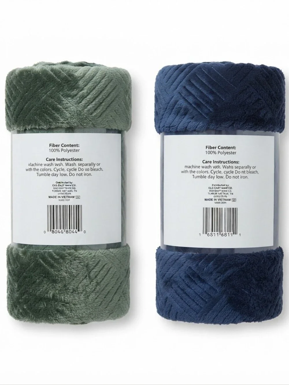 NWT Comfort Bay Embossed Throw Blankets Set of 2 (Green & Navy)